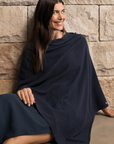 Cashmere Dark Navy Poncho - Cara Cashmere