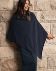 Cashmere Dark Navy Poncho - Cara Cashmere