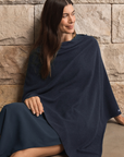 Cashmere Dark Navy Poncho - Cara Cashmere