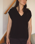 Cashmere Eclipse Black V Neck Tank - Cara Cashmere