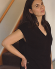 Cashmere Eclipse Black V Neck Tank - Cara Cashmere