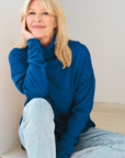 Merino Cashmere Azure Melange Harmony Knit - Cara Cashmere