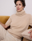 Cashmere Pale Camel Rib Snood - Cara Cashmere