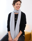 Cashmere Pale Grey Knitted Scarf