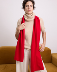 Cashmere Red Knitted Scarf - Cara Cashmere