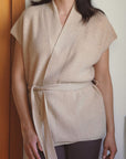 Cashmere Pale Camel Elara Sleeveless Cardigan