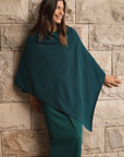 Cashmere Rich Green Melange Poncho Cara Cashmere