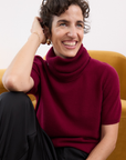 Cashmere Ruby Red Short Sleeve Knit - Cara Cashmere