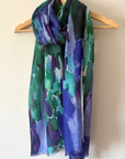 Cashmere Silk African Violet Painterly Print Scarf