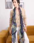 Cashmere Silk Black Tasmanian Fern Scarf