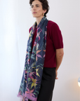 Cashmere Silk "Eastern Robin and Queen Sheeba Orchid" Scarf - Cara Cashmere