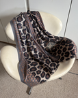 Chocolate Cashmere Silk Spotted Leopard Scarf - Cara Cashmere