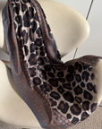 Chocolate Cashmere Silk Spotted Leopard Scarf - Cara Cashmere