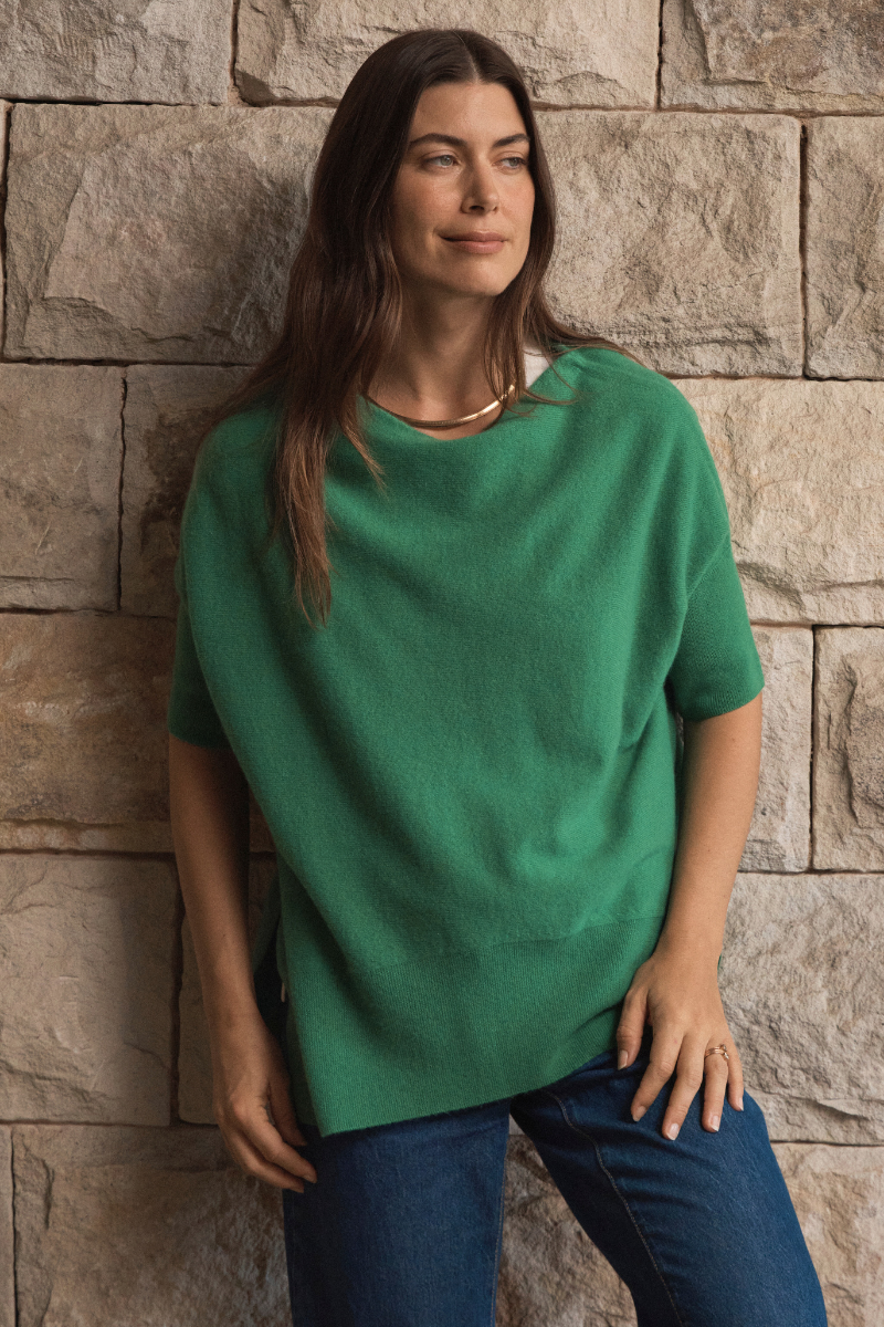 Cashmere Tropical Green Oversized Knit - Cara Cashmere
