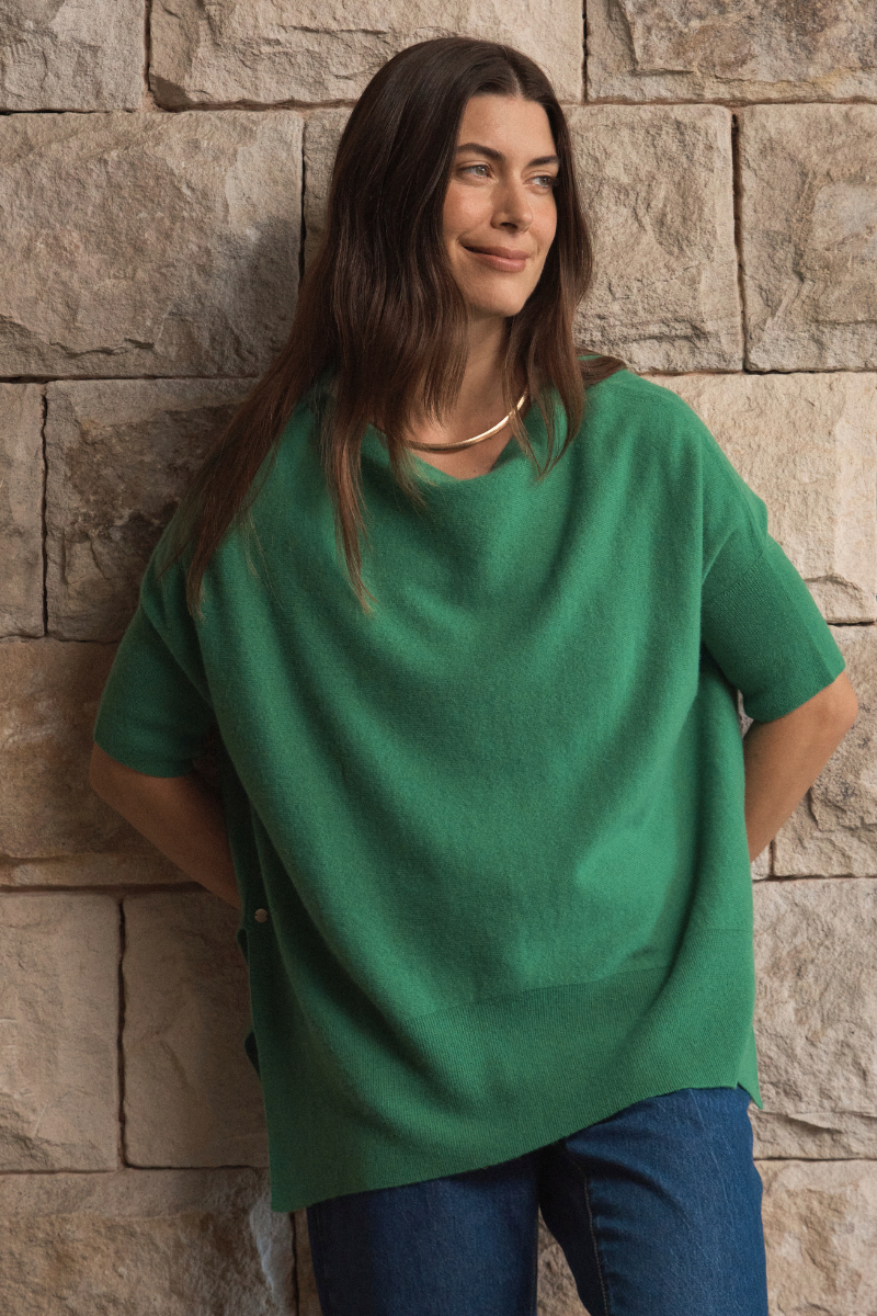 Cashmere Tropical Green Oversized Knit - Cara Cashmere