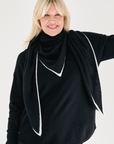 Cashmere Ivory Tipped Black Triangle Scarf