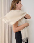 Cashmere Cream Lara Scarf - Cara Cashmere