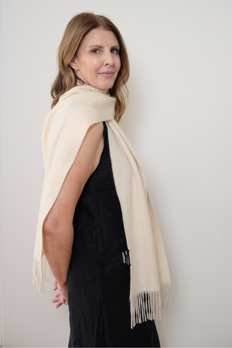 Cashmere Cream Lara Scarf - Cara Cashmere