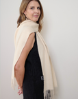 Cashmere Cream Lara Scarf - Cara Cashmere