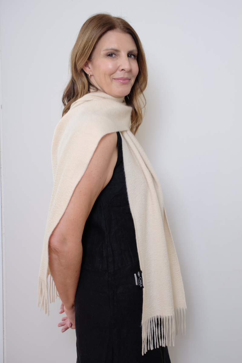 Cashmere Cream Lara Scarf - Cara Cashmere