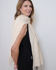 Cashmere Cream Lara Scarf - Cara Cashmere