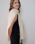 Cashmere Cream Lara Scarf - Cara Cashmere