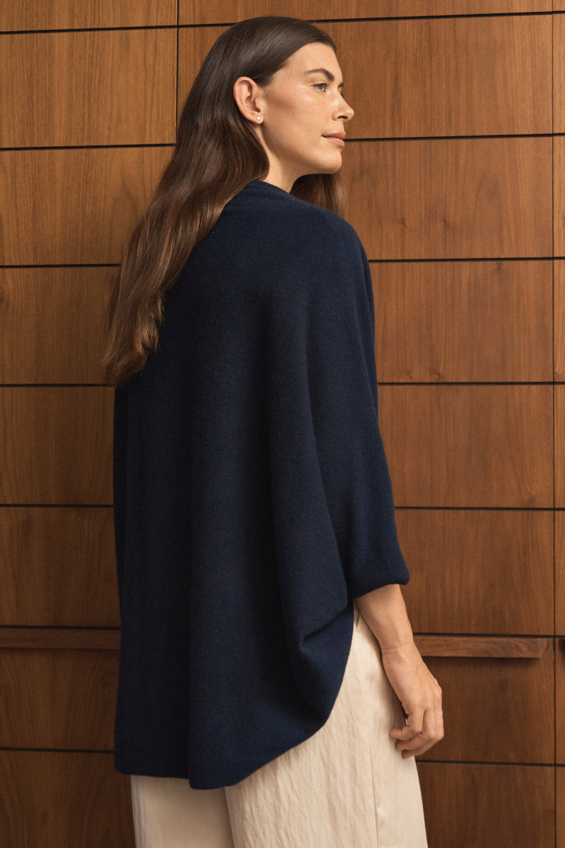 Cashmere Dark Navy Shrug - Cara Cashmere