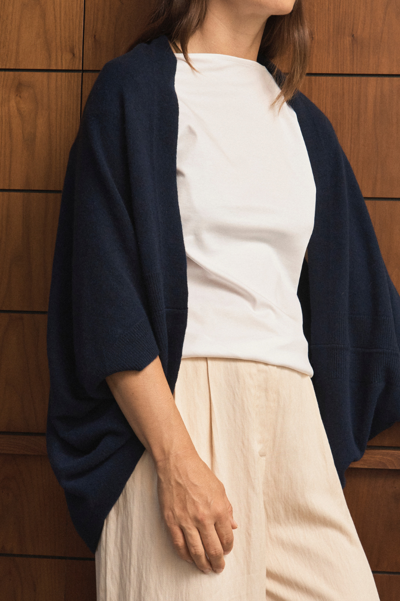 Cashmere Dark Navy Shrug - Cara Cashmere