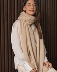 Pure Cashmere Oat Neutral Wrap - Cara Cashmere