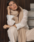 Pure Cashmere Oat Neutral Wrap - Cara Cashmere