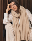 Pure Cashmere Oat Neutral Wrap - Cara Cashmere