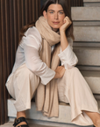 Pure Cashmere Oat Neutral Wrap - Cara Cashmere