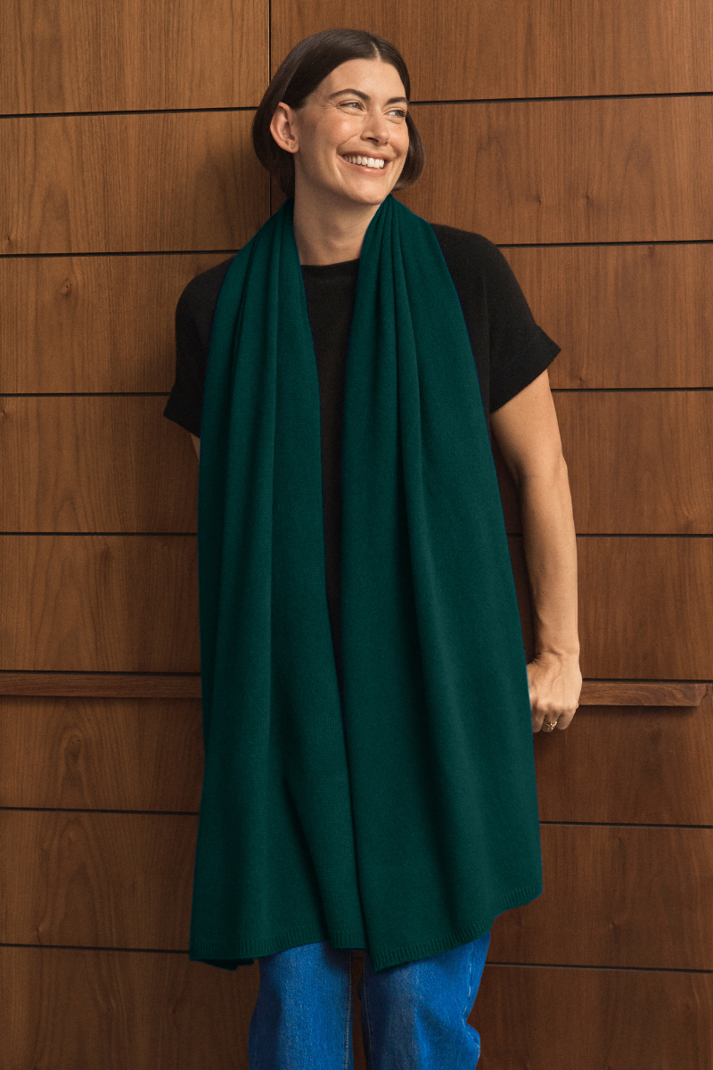 Cashmere Rich Green Wrap - Cara Cashmere