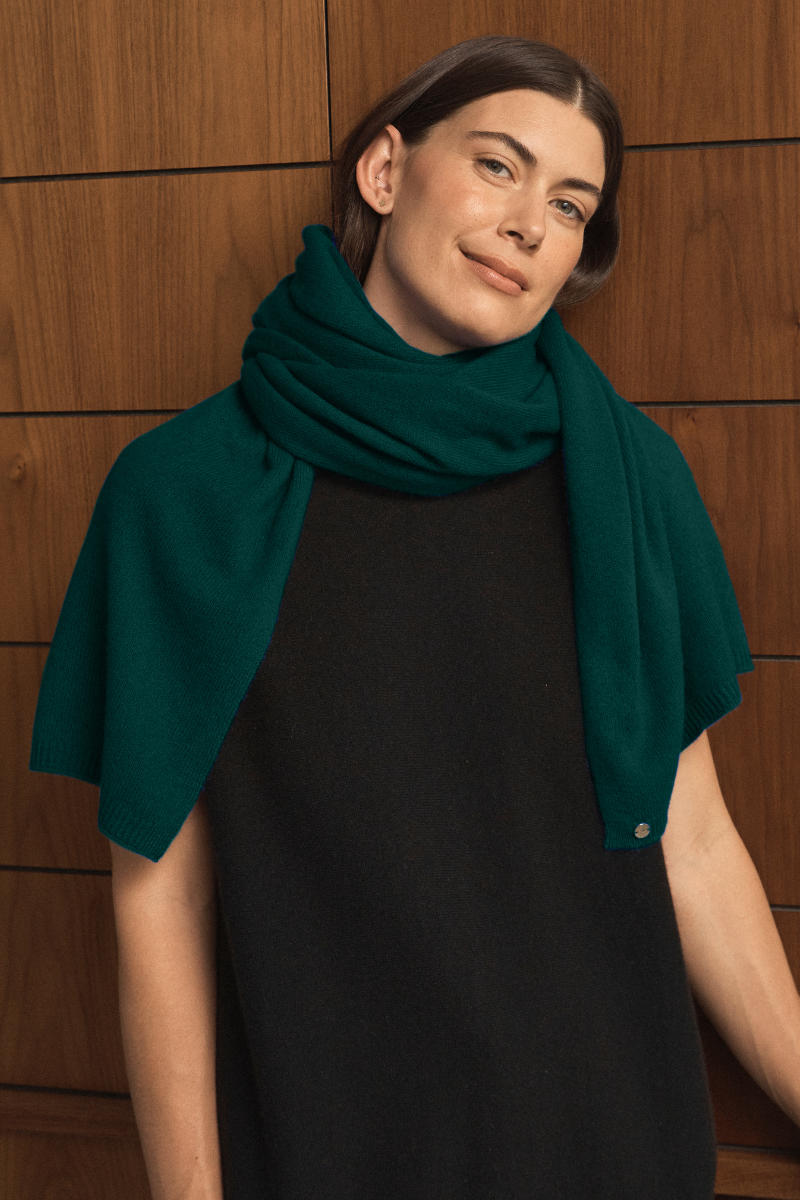 Cashmere Rich Green Wrap - Cara Cashmere