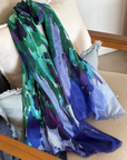 Cashmere Silk African Violet Painterly Print Scarf
