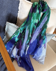 Cashmere Silk African Violet Painterly Print Scarf