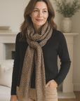 Cashmere Silk Camel Mini Leopard Scarf
