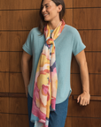 Cashmere Silk Painterly Peony Scarf - Cara Cashmere