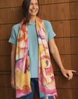Cashmere Silk Painterly Peony Scarf - Cara Cashmere
