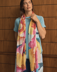 Cashmere Silk Painterly Peony Scarf - Cara Cashmere