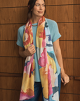 Cashmere Silk Painterly Peony Scarf - Cara Cashmere