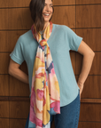 Cashmere Silk Painterly Peony Scarf - Cara Cashmere