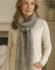 Cashmere Silk Snow Mini Leopard Scarf