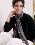 Cashmere Silk Chocolate Spotted Leopard Scarf - Cara Cashmere