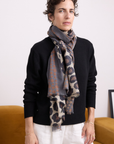 Cashmere Silk Chocolate Spotted Leopard Scarf - Cara Cashmere