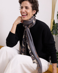 Cashmere Silk Chocolate Spotted Leopard Scarf - Cara Cashmere