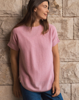 Cashmere Strawberry Pink Short Sleeve Knit