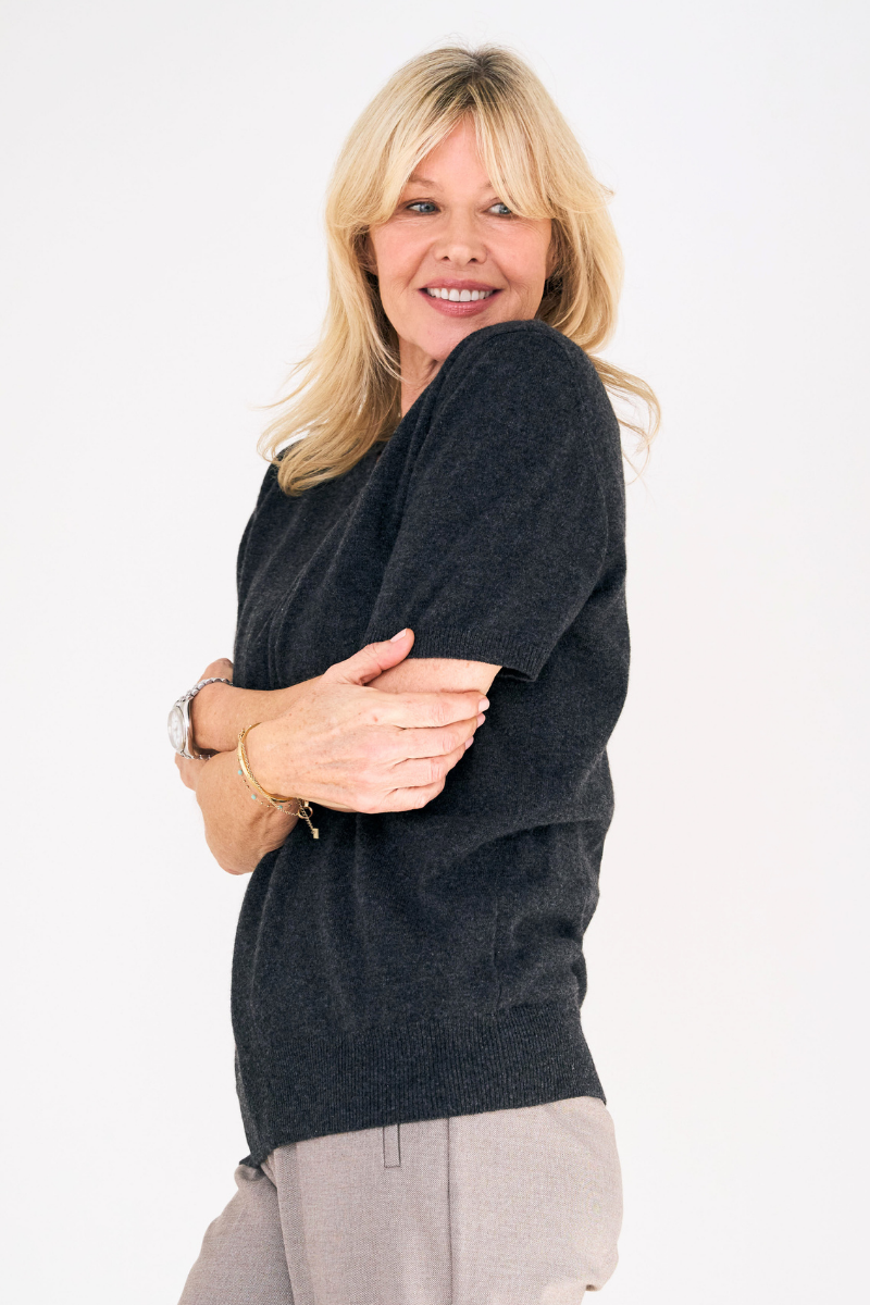 Cashmere Charcoal Short Sleeve Knit