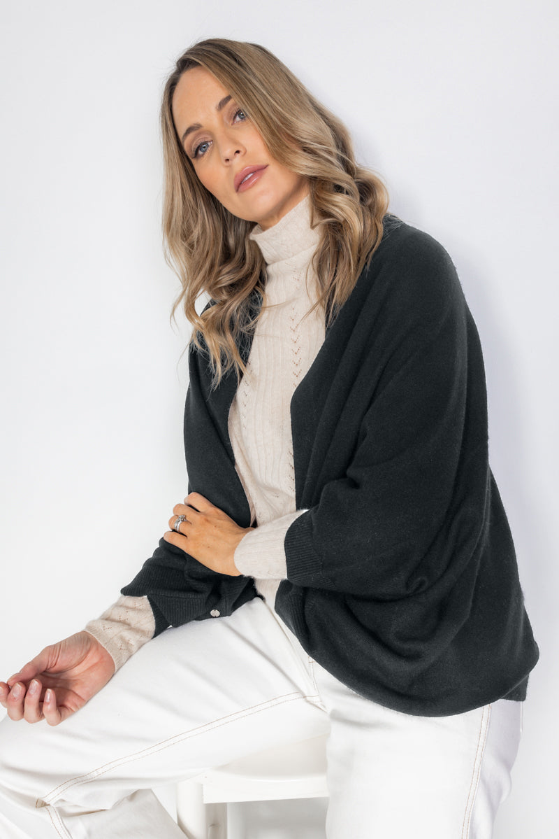 Cashmere Shrug - Dark Charcoal - Cara Cashmere