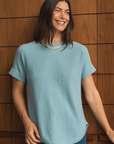 Cashmere Duck Egg Blue Short Sleeve Knit